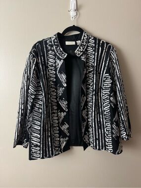 Women's Black & White Open Cardigan Jacket Chico’s 3